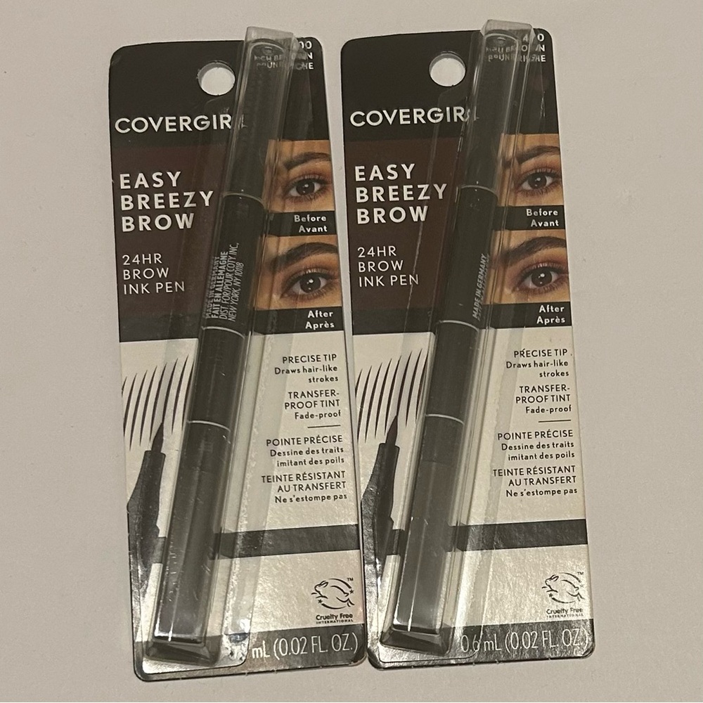 NEW COVERGIRL Easy Breezy Brow 24HR Ink Pen Rich Brown LOT of 2